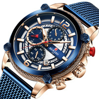 Montre chronographe à quartz pour homme, trois sous-cadrans, fenêtre de date, cadran noir, bracelet en maille bicolore, montre-bracelet de sport