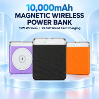 Mini batterie externe magnétique colorée 10000mAh 15W sans fil 22.5W filaire avec LED pour les trajets quotidiens et les voyages