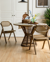 Vente en gros de chaises design en bois avec dossier de siège en rotin pour la maison chaise d'hôtel à manger avec canne pliante du milieu du siècle