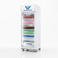 Vitrine Réfrigérée Commerciale Verticale à Porte Simple pour Supermarché, Réfrigérateur Commercial avec Porte Vitrée Chauffée Anti-buée