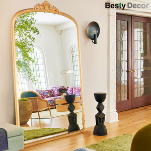 Specchio Decorativo su Misura per Casa, Grande Specchio Antico di Lusso, Specchio ad Arco Francese con Cornice in Legno per Arredamento e Trucco - Product Image 2
