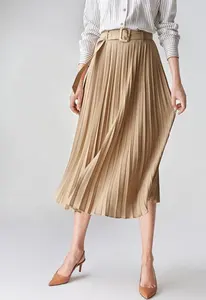 Falda plisada de cintura alta para mujer