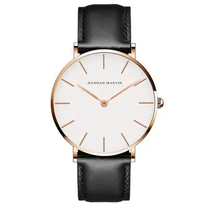 汉娜·马丁CB01高品质玫瑰金表壳手表男士皮革防水腕表时尚品牌石英机芯手表