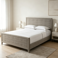 Kreatives, Schlichtes Design Modulares OEM Modernes Geprägtes Leder Massivholzrahmen Umweltfreundliches Langlebiges Paneelbett mit Fußteil