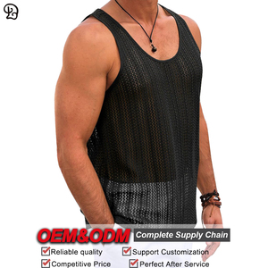Personnalisé hommes débardeurs tricoté Crochet Sexy voir à travers évider <span class=keywords><strong>gilet</strong></span> sans manches T-Shirts Muscle été plage <span class=keywords><strong>Hippie</strong></span> chemises - Product Image 3