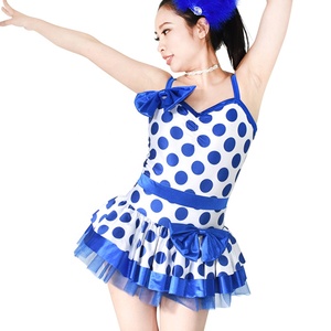 Vestito da ballo jazz MiDee a pois per bambine con canotta, fiocchi decorativi e gonna tutù per performance sul palco - Product Image 3