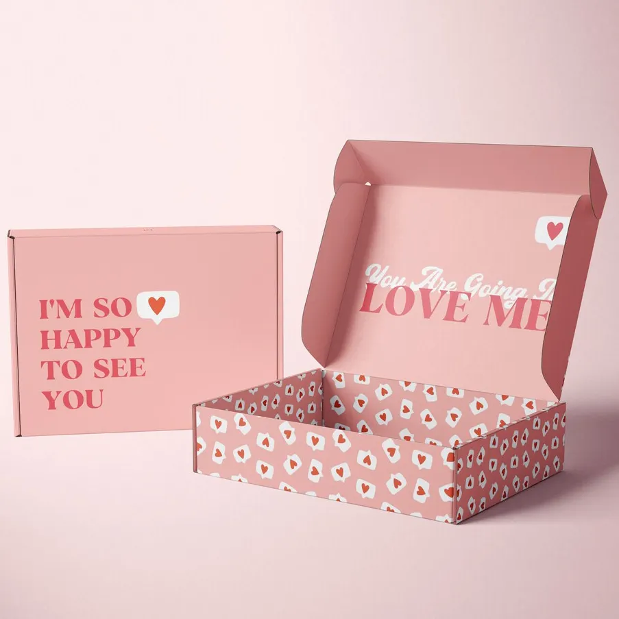 Commercio all'ingrosso personalizzato stampato rosa personalizzato abbonamento Mailer spedizione scatole di carta Mailing confezione regalo scatola postale in cartone