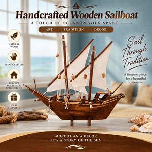Modèle de bateau en bois artisanal décoratif pour la décoration nautique de la maison, du bureau ou de la table, idéal pour la décoration maritime et l'aménagement intérieur côtier. - Product Image 4