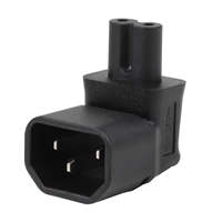 Adaptateur d'alimentation coudé mâle IEC C14 vers femelle C7, 3 broches, certifié CE ROHS, en Cuivre+PC+ABS, pour UE/Royaume-Uni/France - Vente Flash