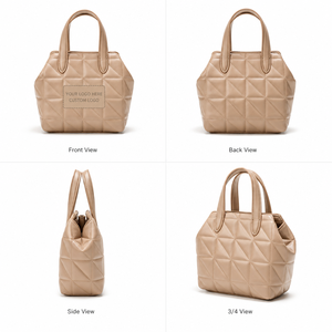 Sac fourre-tout matelassé en cuir PU, sac à bandoulière, sac à main beige pour femme, sac de tous les jours - Product Image 4