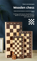Jeu d'échecs, de dames et de backgammon en bois 3 en 1 avec logo personnalisé, plateau pliable portable pour adultes et enfants