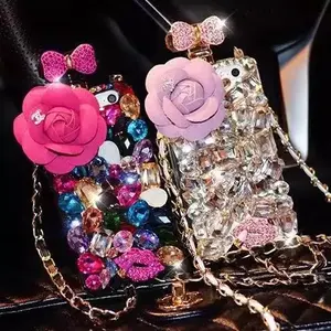 Glitter berkilau berlian bertatahkan botol parfum Ponsel Kasus aksesoris untuk Iphone 11 12 13 14 ponsel Shell