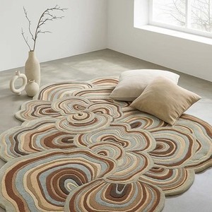 Luxury Modern <b>Abstract</b> Oval Shape wool <b>Rug</b> Irregular Shape Hand Tufted Designer Area Carpet For Living Room Bedroom Decor Home - Product Image 6