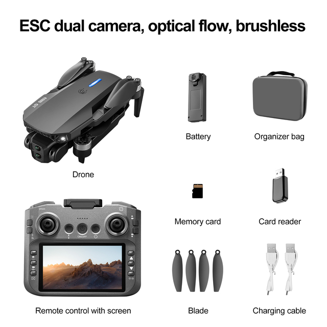 E88 GT Foldable Drone 4K Dual Camera GPS+Optical Flow Positioning Anti-Drift 2.4G RC for Beginners Adults Outdoor Aerial