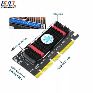 공장 도매 PCI-E 3.0 16X 8X 4X 에서 M.2 NGFF 키-M 키 B + M Nvme SSD 변환기 어댑터 카드 방열판