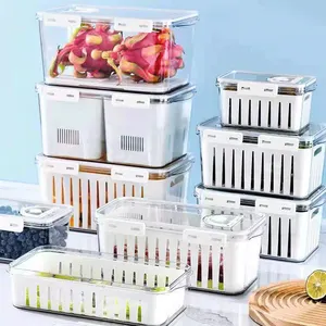 Household food crisper container drain refrigerator food storage box food grade material vegetable fruit egg storage