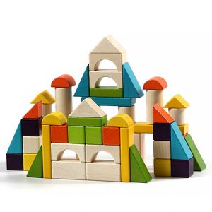 Child Safe Non-Toxic Smooth Edge Colorful Large <b>Blocks</b> Kids <b>Building</b> Stacking Wooden Castle <b>Set</b> - Product Image 2