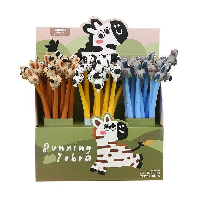 Cartoon Style Zebra Gel Pen Set 0.5mm Black Ink Student Examination Office Signature Pen Made of Plastic