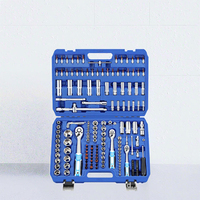 Jeu de douilles et de cliquets 1/2 pouce, kit d'outils à main de 171 pièces avec systèmes impérial/métrique, en acier au carbone, coffret rigide