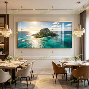 Modern <b>Islamic</b> Crystal Porcelain painting Tropical Island Wall Art Wholesale Custom Living Room Home Decor Landscape Painting - Product Image 3