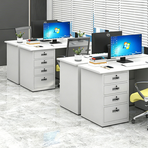 Bureau d'ordinateur moderne en métal avec 4 tiroirs et armoire de rangement pour usage domestique ou professionnel - Product Image 2