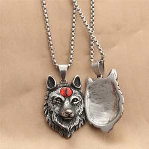 Collier en acier inoxydable avec pendentif tête de loup, bijoux de forme animale rétro punk pour hommes, cadeau 280520 - Product Image 2