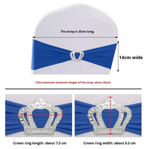Housse de chaise élastique pour dossier de chaise, décoration, sangle de fixation gratuite, mariage, fête, couronne, nœud <span class=keywords><strong>papillon</strong></span>, sangle en polyester, moderne et simple - Product Image 4