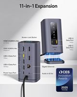 Base de Conexión USB-C SpaceMate (MAC) para 3 Monitores 4K, 11 Puertos USB de 10 Gbps, 100W PD, Gigabit Ethernet, Audio, Compatible con Laptop, Mac y Windows