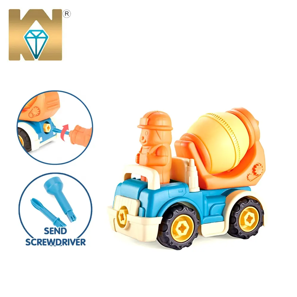 मिक्सर ट्रक सेट स्टेम विधानसभा कार के लिए अलग ले प्लास्टिक कार पहेली खिलौने <span class=keywords><strong>DIY</strong></span>