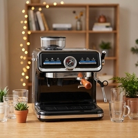 Machine à café expresso semi-automatique 20 bars avec moulin à grains, chauffage rapide et paramètres programmables