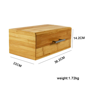 Caja de pan de bambú natural Contenedor de almacenamiento de alimentos para cocina sin cajón - Product Image 4