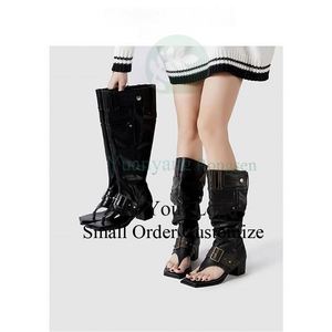 Botas de Tacón Alto con Hebilla de Estilo Vintage, Botas Vaqueras Occidentales para Mujer, Botas de Media Pantorrilla con Tacón Alto - Product Image 2