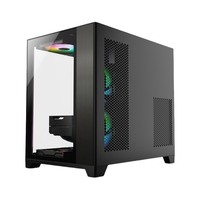 Boîtier PC Gamer C704 Mini-2 en Alliage d'Aluminium Noir, Design Aquarium, Verre TG 270, Boîtier Cube MATX de Bureau, Tour Moyenne