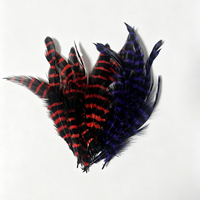 Plume de coq barde teinte pour artisanat, matériel de montage de mouches de pêche, accessoire de boucles d'oreilles en plumes pour carnaval, décoration de fête et de maison