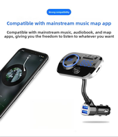 Transmisor FM Inalámbrico para Auto con Carga Rápida Dual USB QC 3.0, Manos Libres, Micrófono Integrado, Reproductor Estéreo MP3/MP4, Cargador de Teléfono