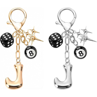 Y2K 3D Bubbel Initiaal Letter Zinklegering Sleutelhanger Dobbelsteen 8-Ball Ster Charms Gepersonaliseerde Alphabet Sleutelring Student/Auto Gebruik