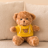 Vente directe d'usine de bonne qualité doux personnalisé en vrac tissu brun ours en peluche animaux en peluche ours jouets en peluche bande bleue