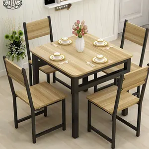 CZTZ-03 Traditional Small Family Restaurant With 1 Table 4 Chairs Square Metal Dining Table And Chairs