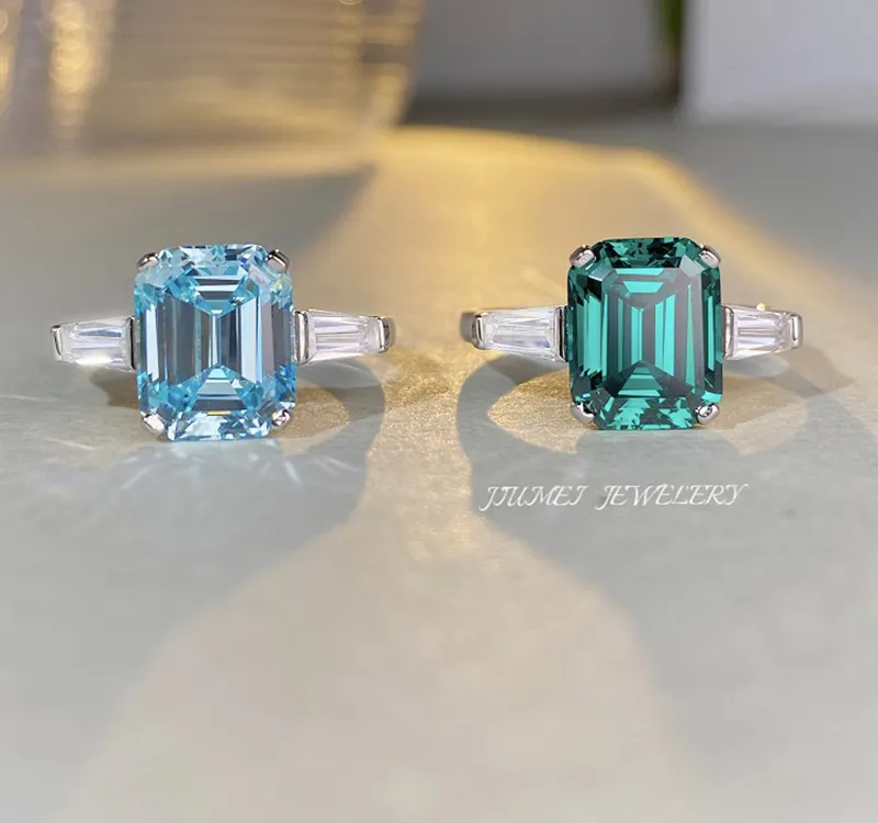 Nouveau luxe en argent fin 925 bijoux CZ 5A couleur Zircon cubique anneaux trois pierres personnalisé prix de gros mariage bague en argent