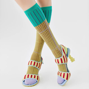 Chaussettes rétro pour femmes Robe de mollet <span class=keywords><strong>Mille</strong></span> oiseaux Plaid <span class=keywords><strong>Couleur</strong></span> Blocked Pile Chaussettes Couleurs contrastées - Product Image 6