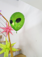 Ballon en feuille d'aluminium vert CYmylar en forme de tête d'extraterrestre, thème UFO, décoration de fête d'anniversaire, globos, ballons personnalisés