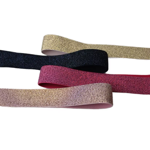 Dây đeo cổ tay thoáng khí vải Tùy chỉnh màu Nylon Polyester dệt lurex kim loại đàn hồi cho váy - Product Image 1