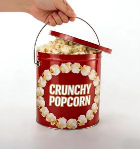 Cubo de Metal de Lujo para Regalo de Navidad, 3.5 Galones, Apto para Alimentos, con Asa, Redondo, para Palomitas de Maíz - Product Image 3