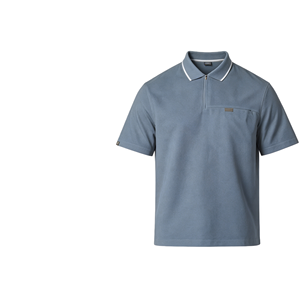 Polo unisexe à manches courtes avec col zippé et poche poitrine - Product Image 1