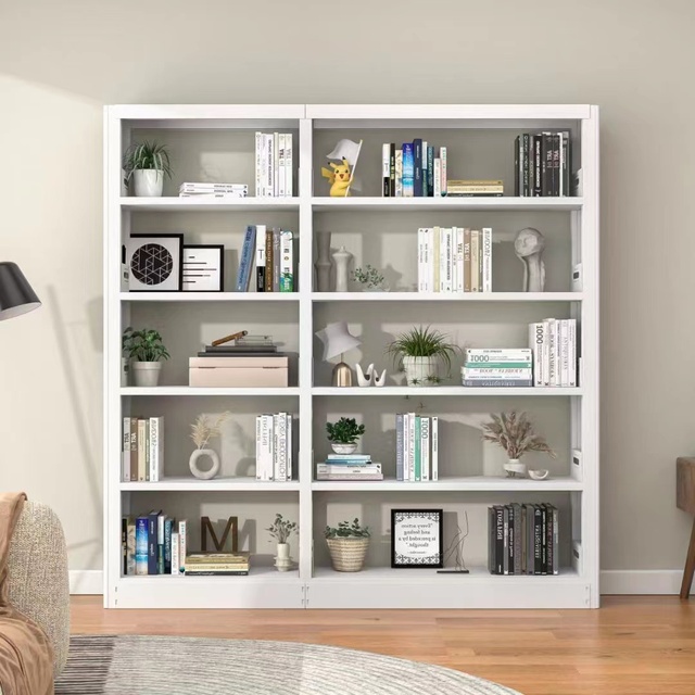 Wholesale Metal School Library Furniture Double Sided Steel Bookcase Library Bookshelf Flat Pack Iron Bookcase Metal Bookshelf