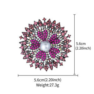 Broche de luxe pour femme, personnalisée, en alliage coloré, motif fleur, plaquée, ornée de strass en cristal, accessoire de poitrine pour mariages et fêtes - Product Image 4