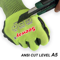 Gants résistants aux coupures certifiés Seeway S-2XL ANSI A5 avec poignée en nitrile pour le métal, le verre et le travail du bois