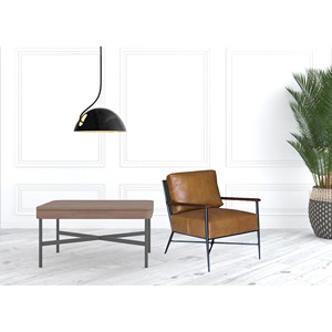 24 \ "HMS marrone Top in pelle e nero tinta unita poltrona da salotto - Product Image 3