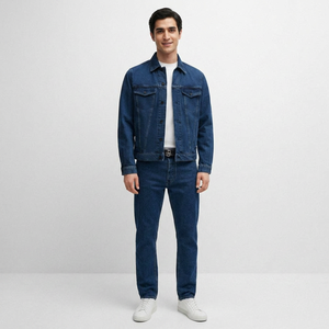 Wholesale Mens Ripped <b>Denim</b> Jacket Distressed Jean <b>Coat</b> Fashion Streetwear Slim Fit Casual Outerwear Stand Collar Front Logo - Product Image 1