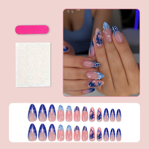 Mode Style français mignon dauphin presse sur les ongles 24 pièces ABS haute qualité océan série amande forme faux ongles - Product Image 2